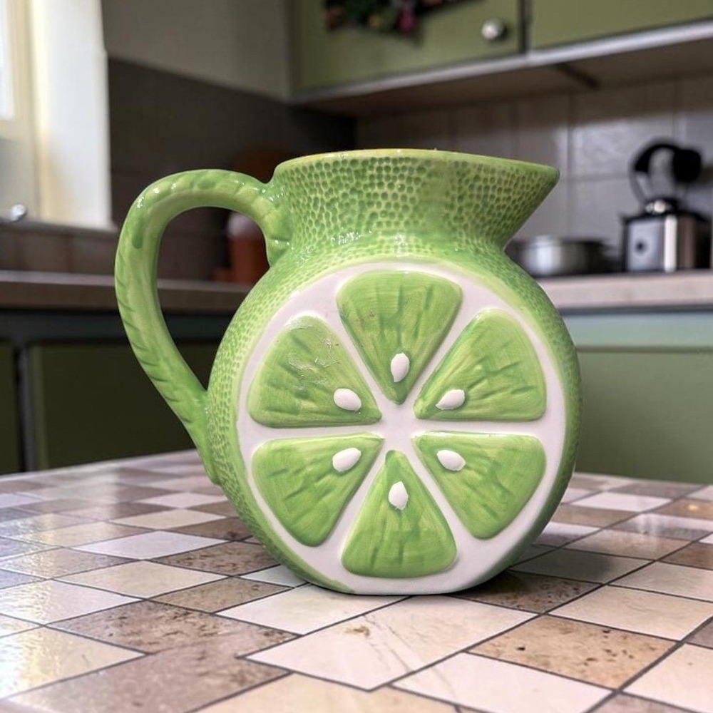Alco Industries Lime Ceramic Pitcher, Vintage Green‎ Jug, Replacement Tableware